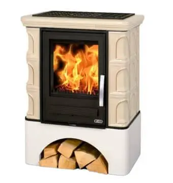 Kaminofen ABX Iberia - Kachel torf; Sockel weiß