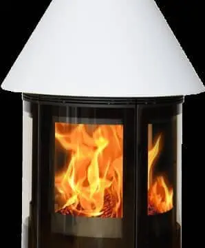 Kaminofen ABX Vermont - Mineralputz weiß; Sims schwarz