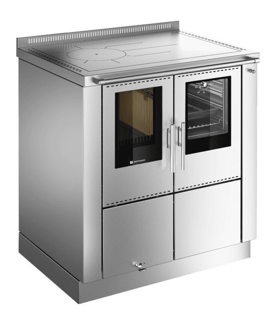 Heizungsherd Pertinger 80PLUS - Panorama in Edelstahl