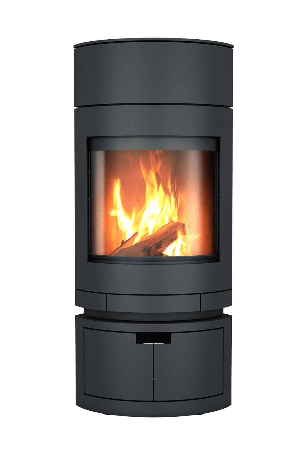 Kaminofen Skantherm Emotion S - Korpus schwarz | Holzfach mit Tür + Speicheraufsatz