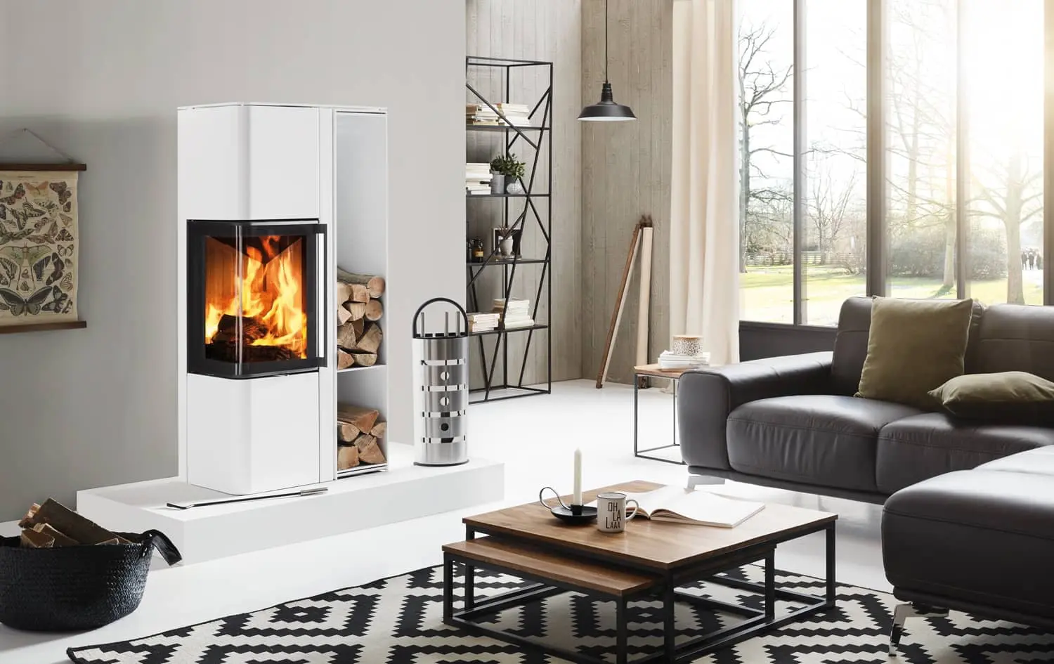 Kaminofen Spartherm Cubo L RLU mit Holzfach - Weiß