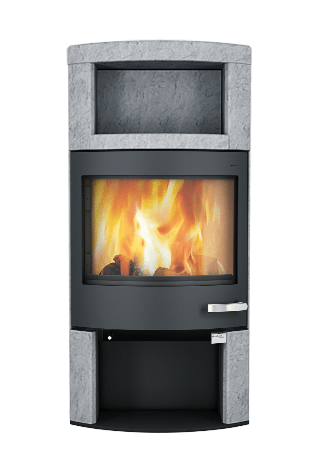 Kaminofen Skantherm Ator+ Panorama Stahl Speichermasse mit Edelstahlgriff Test 11